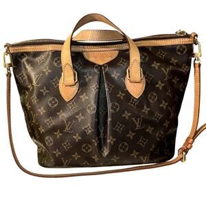 Authentic Louis Vuitton Monogram Palermo MM Tote with Crossbody Strap & LV Charm